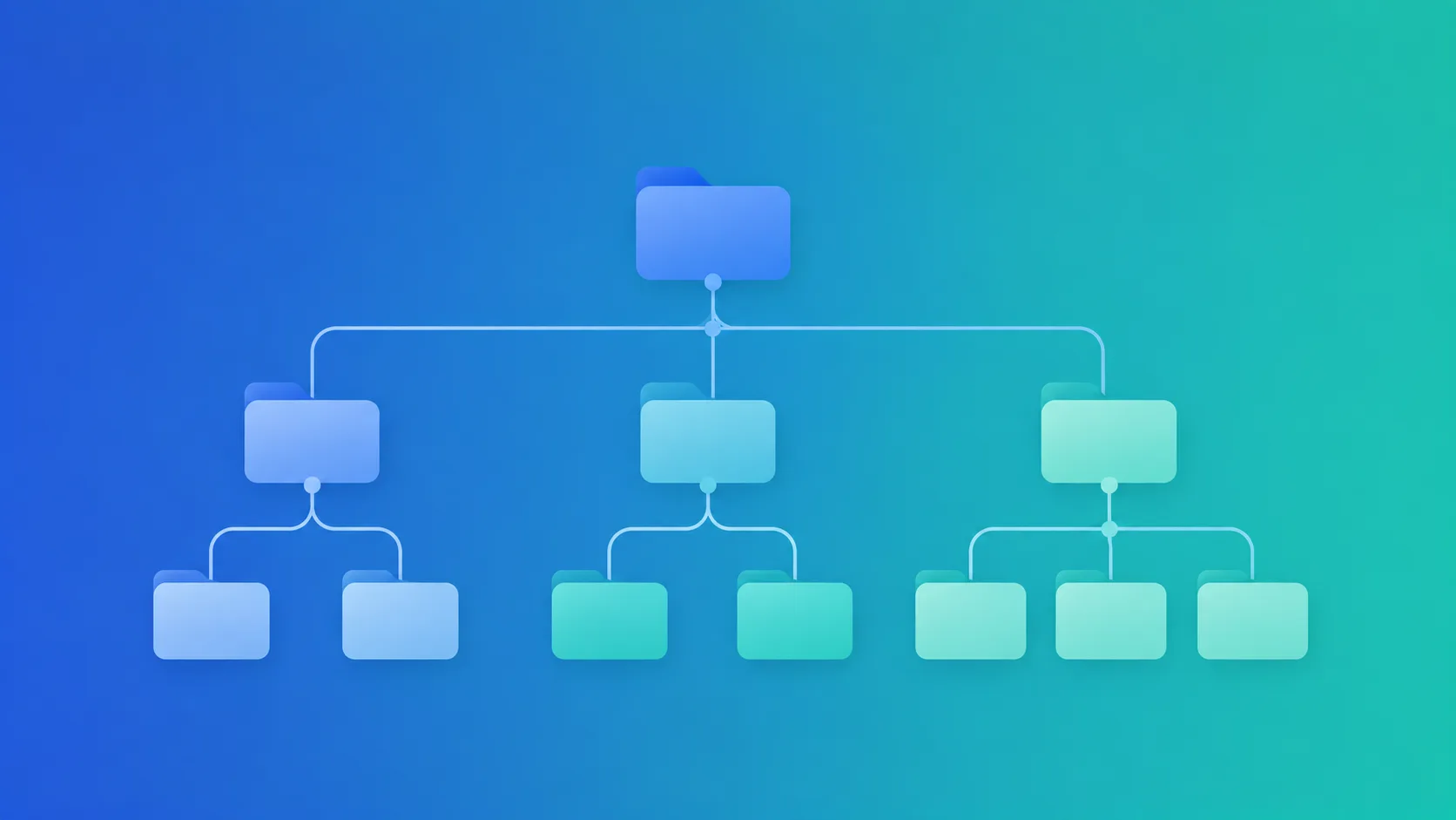A branching folder hierarchy, representing clients, sub-clients, and projects