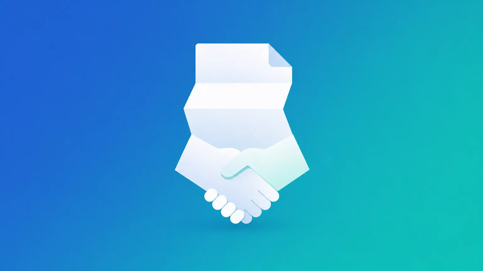 A single document unfolding into a handshake shape