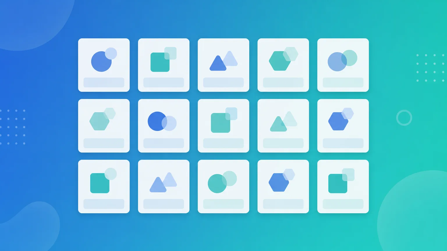 A grid of neatly aligned rounded cards stacked in organized rows, representing scalable structure